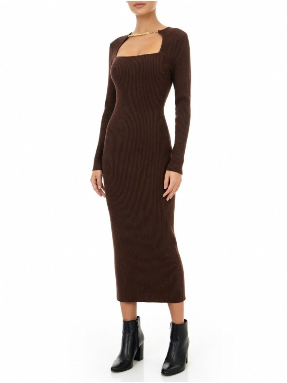 NWT Reformation Nancy Midi in Americano Brown Ribbed Cashmere Sweater Dress XS